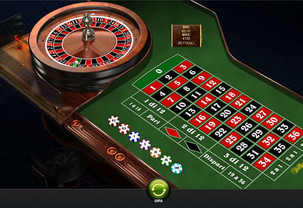 L'interfaccia grafica della Classic Roulette di Playtech.