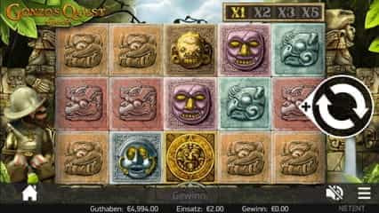 The Gonzo's Quest slot as seen on mobile.