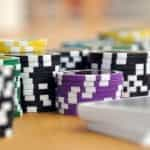 Casino chips and a deck of playing cards.