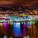 Heinz Field in Pittsburgh, Pennsylvania, at night.