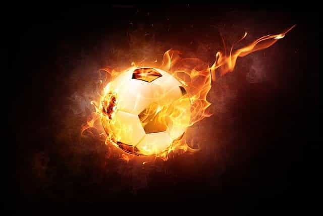 A football or soccer ball on fire.