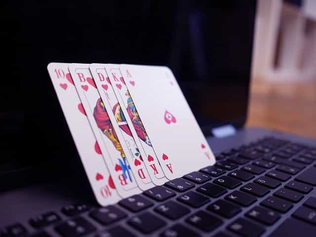 Poker on the laptop.