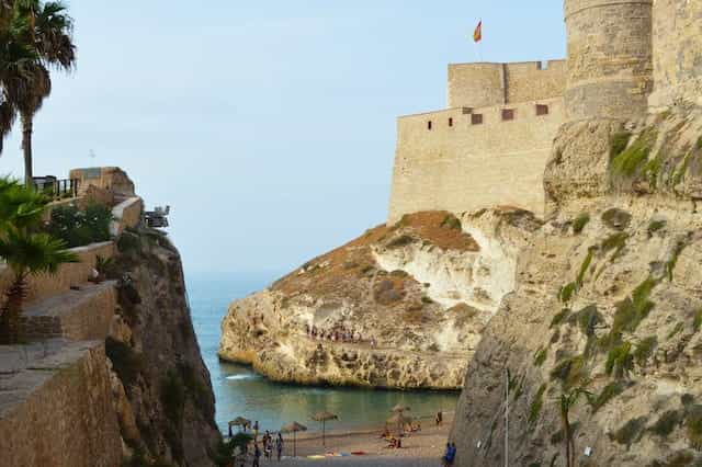 The beach and sea in Melilla, Spain.