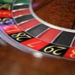 A roulette wheel in a casino.