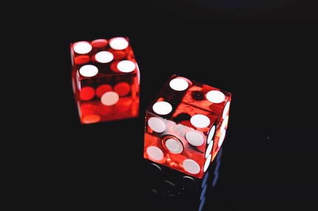 A pair of red dice.