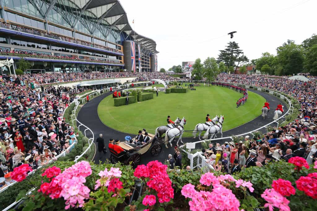 The Royal Party arriving at Royal Ascot’s parade ring.