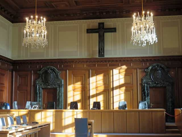 Interior room in the Palace of Justice in Nuremberg, Germany.