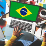 Brazilian Flag on a Laptop