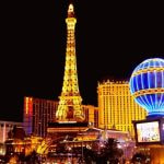 A Night View of the Caesars Palace Casino in Las Vegas